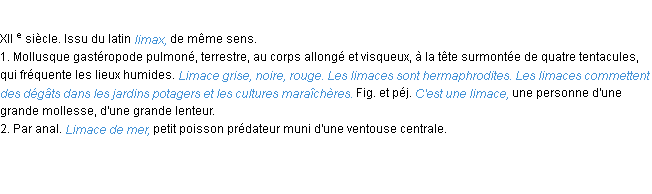 Définition limace ACAD 1986