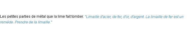 Définition limaille ACAD 1835
