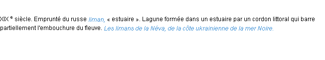 Définition liman ACAD 1986