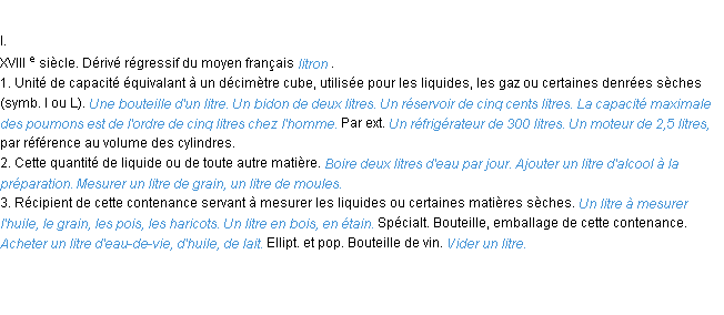 Définition litre ACAD 1986