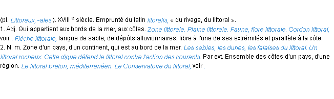 Définition littoral ACAD 1986