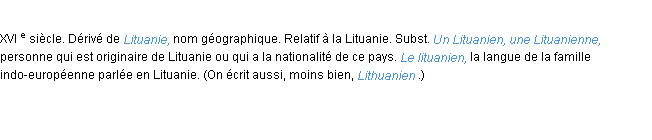 Définition lituanien ACAD 1986