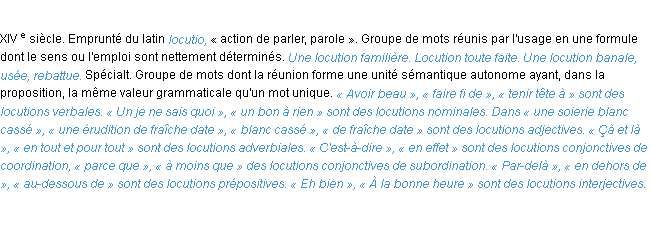 Définition locution ACAD 1986