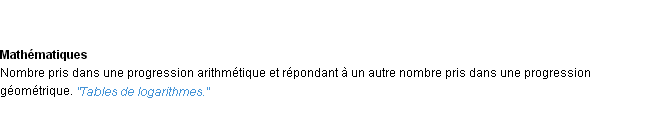 Définition logarithme ACAD 1932