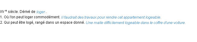 Définition logeable ACAD 1986