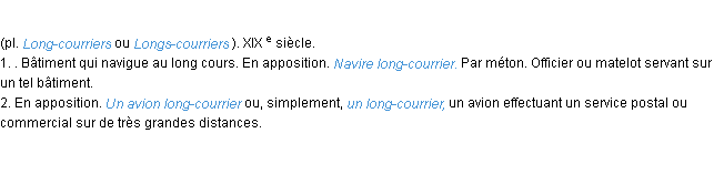 Définition long-courrier ACAD 1986