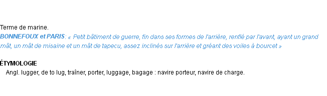 Définition lougre Emile Littré