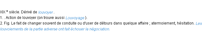 Définition louvoiement ACAD 1986