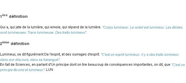 Définition lumineux ACAD 1798