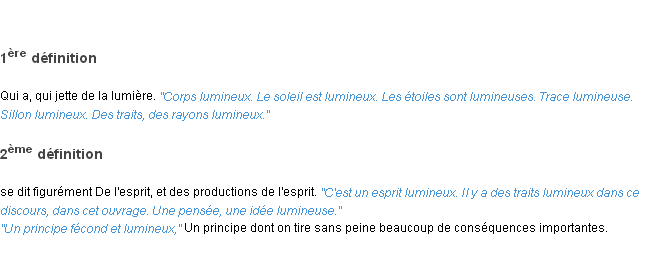 Définition lumineux ACAD 1835
