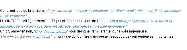 Définition lumineux ACAD 1932