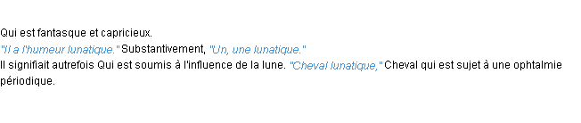 Définition lunatique ACAD 1932