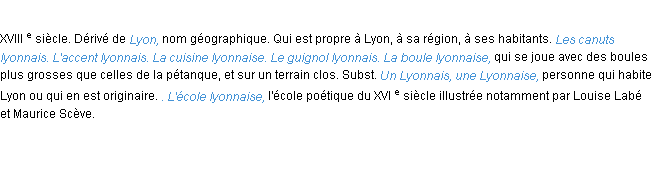 Définition lyonnais ACAD 1986