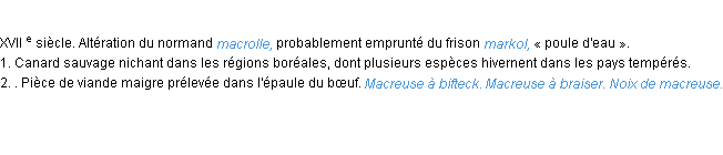Définition macreuse ACAD 1986