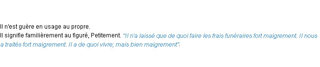 Définition maigrement ACAD 1798