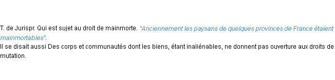 Définition mainmortable ACAD 1835
