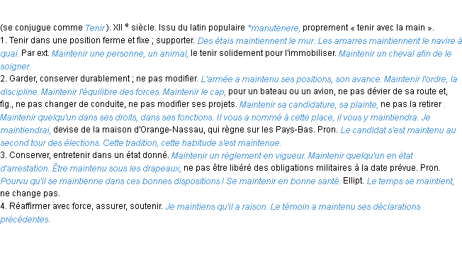 Définition maintenir ACAD 1986