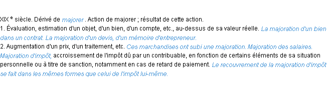 Définition majoration ACAD 1986