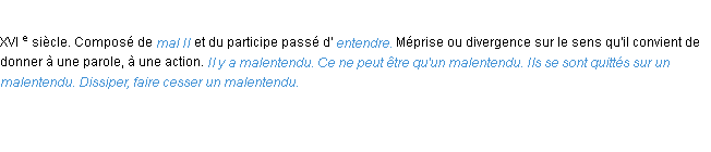 Définition malentendu ACAD 1986