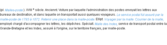 Définition malle-poste ACAD 1986