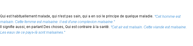 Définition malsain ACAD 1835
