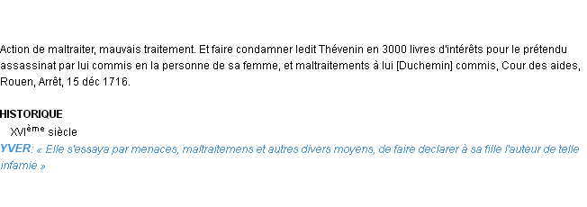 Définition maltraitement Emile Littré