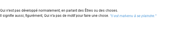 Définition malvenu ACAD 1932