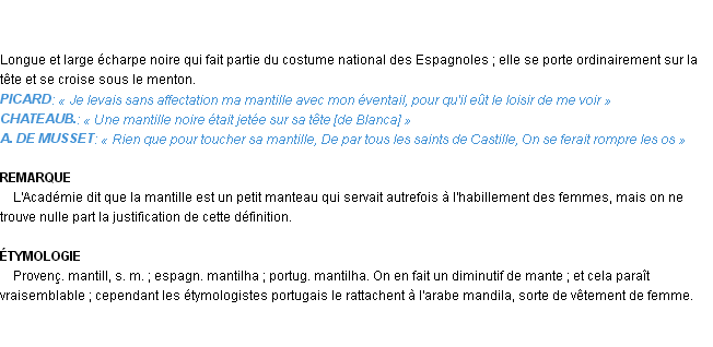 Définition mantille Emile Littré