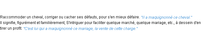 Définition maquignonner ACAD 1835