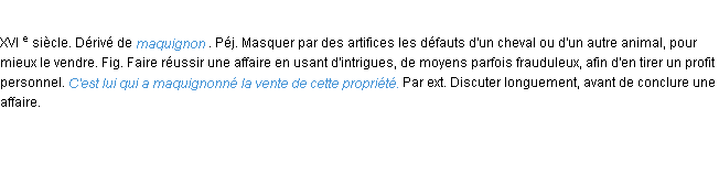 Définition maquignonner ACAD 1986