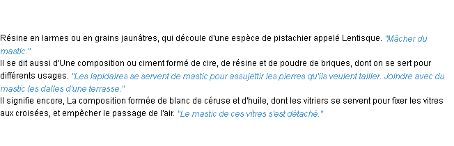 Définition mastic ACAD 1835