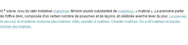 Définition matines ACAD 1986