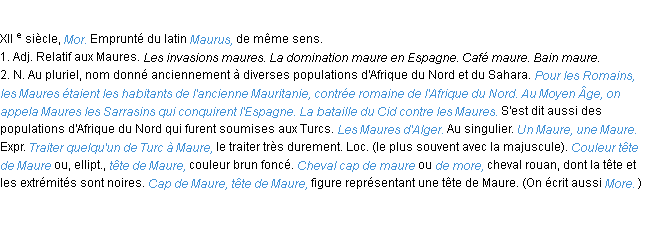 Définition maure ACAD 1986
