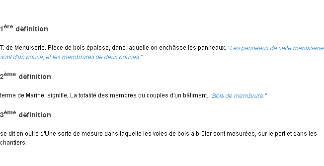 Définition membrure ACAD 1835