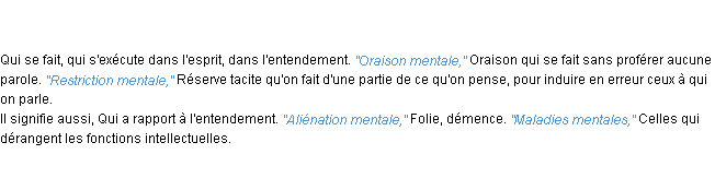 Définition mental ACAD 1835
