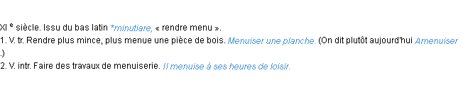 Définition menuiser ACAD 1986