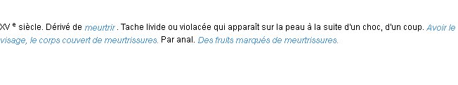 Définition meurtrissure ACAD 1986