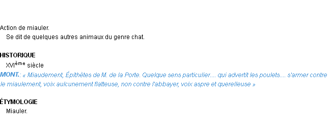 Définition miaulement Emile Littré