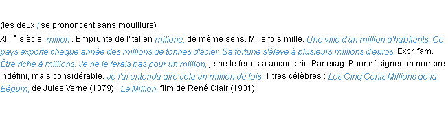 Définition million ACAD 1986