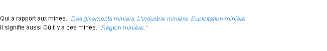 Définition minier ACAD 1932
