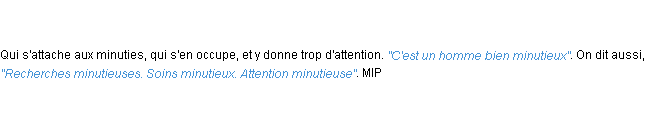 Définition minutieux ACAD 1798
