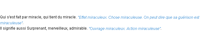 Définition miraculeux ACAD 1798