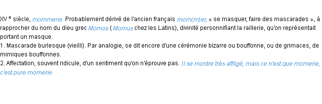 Définition momerie ACAD 1986