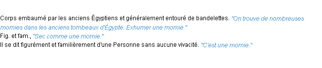 Définition momie ACAD 1932