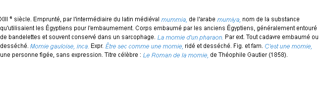 Définition momie ACAD 1986