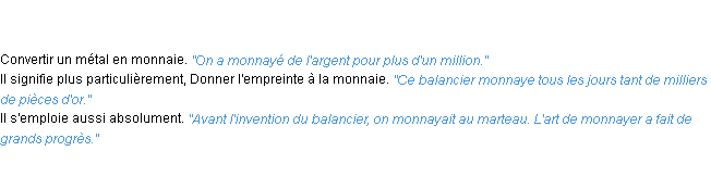 Définition monnayer ACAD 1835