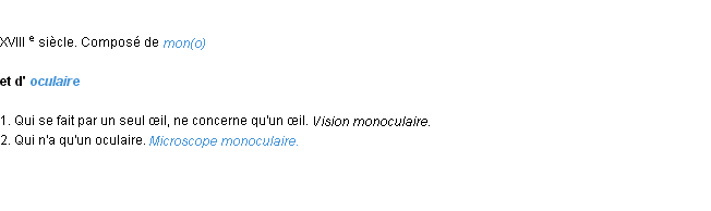 Définition monoculaire ACAD 1986