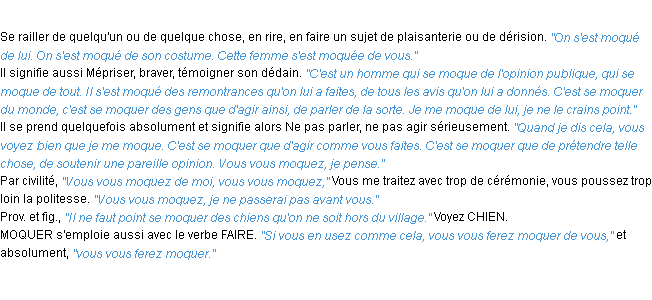 Définition moquer ACAD 1932
