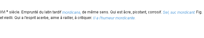 Définition mordicant ACAD 1986