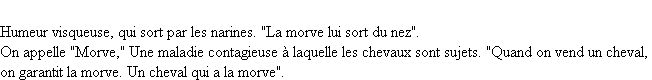 Définition morve ACAD 1798